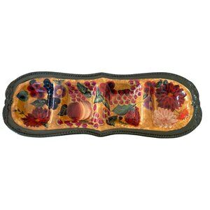 Vintage Raymond Waites Renaissance Divided Snack Tray Elegant Hand-Painted